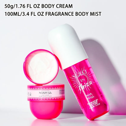Body Hair Fragrance Mist Gift Set 2-Piece SOLO EN IBIZA Perfume Mist Body Cream Vanilla Fruit for Bath Time, Home Spa and Personal Care