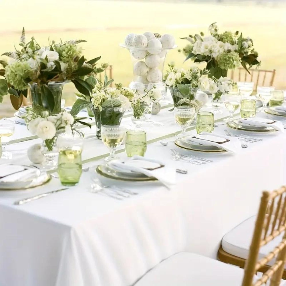 10-Pack White Rectangular Tablecloths 60x102 Inch – Washable Banquet Table Covers for Weddings, Parties & Events