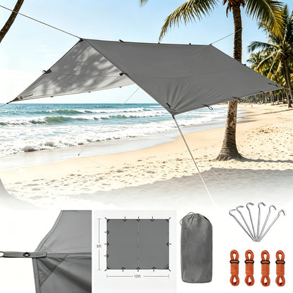 Camping Tarp Canopy with UV Protection – Portable Foldable Waterproof Shelter Tent for Backpacking, Hiking, Garden