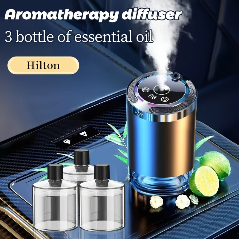 Car Aroma Diffuser Set with 3 Essential Oil Bottles – Odor Eliminator for Auto Interior, Perfect Gift for Women & Office Workers