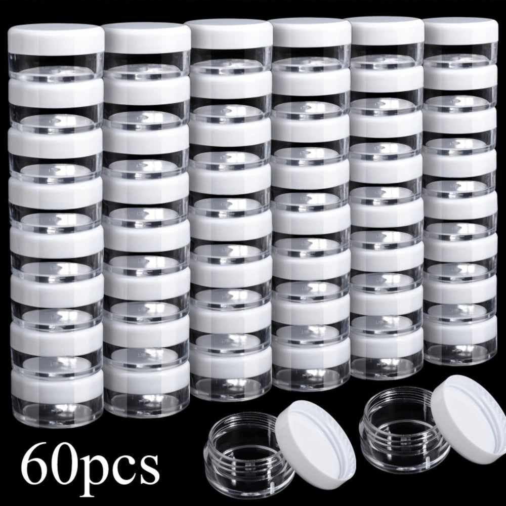 Mini Cosmetic Containers with Lids 60 Pack – 5g Small Round Plastic Sample Jars for Travel, Lip Balm, Lotion, Cream & DIY Beauty