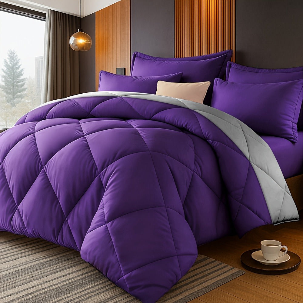 Comforter Set 2/3 Piece – Diamond Grid Quilted Down Alternative Comforter with Pillowcases, Soft Microfiber Breathable All Season Bedding