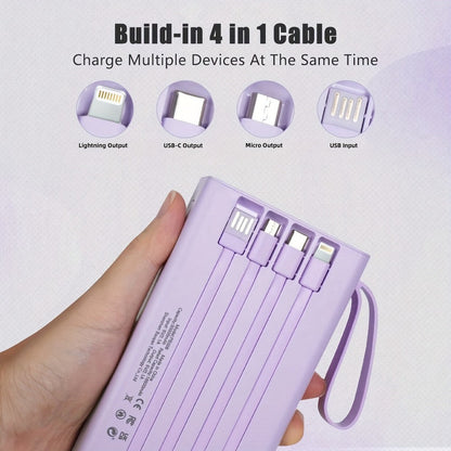 Power Bank for Camping, 10000-30000mAh with 15W Charging, Four-in-One Cable and Four-Mode Camping Light