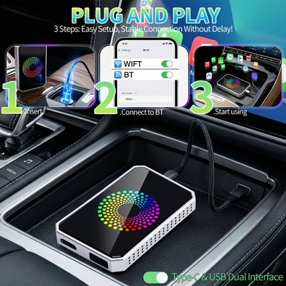Wireless CarPlay Adapter AI Box 3-in-1 – Netflix YouTube TikTok Streaming, Dual WiFi 2.4G+5G, USB Drive Support