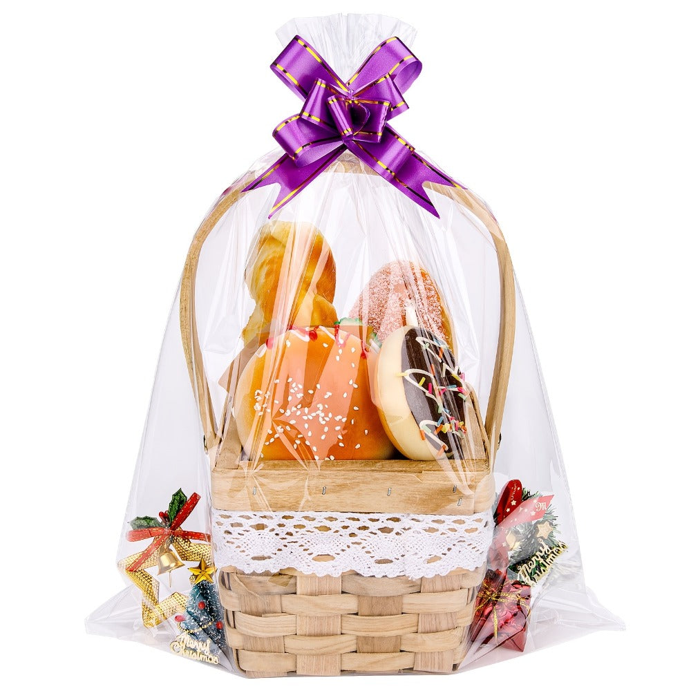 Cellophane Bags 50-Pack Large 18x30 Inch Transparent Gift Basket Wrap Bags – Clear Cellophane Wrapping for Christmas