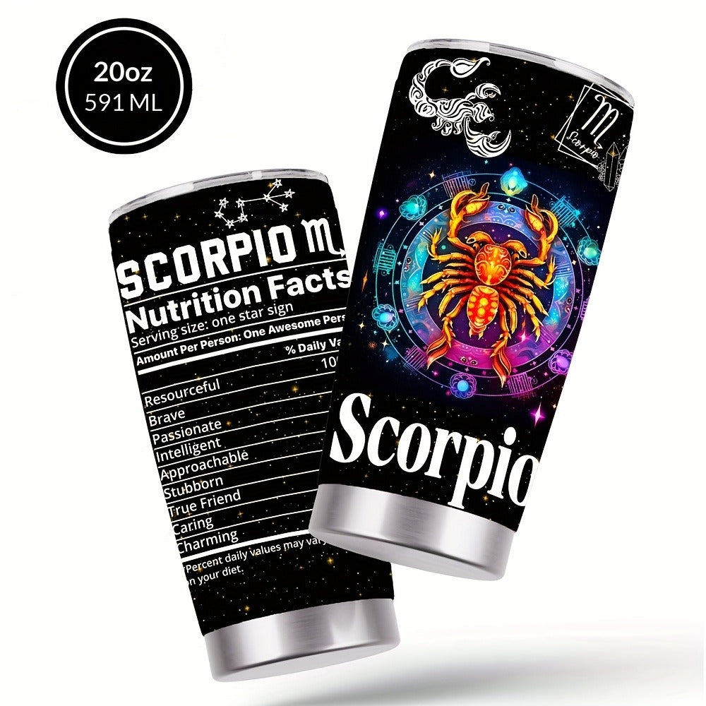 Insulated Tumbler 20oz Zodiac Sign 304 Stainless Steel with Lid, Straw and 12 Horoscope Options