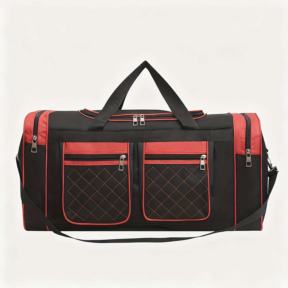 Gym Duffel Bag Large Capacity Travel Bag for Men Women Heavy Duty Polyester Multi Pocket Adjustable Shoulder Strap Zipper Closure