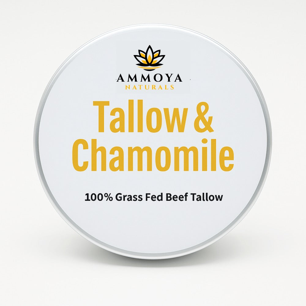 Tallow Balm Grass-Fed Natural Moisturizer for Dry Skin – Deep Hydrating Handcrafted Body Balm 3 Scents Chamomile Rose Honey Frankincense