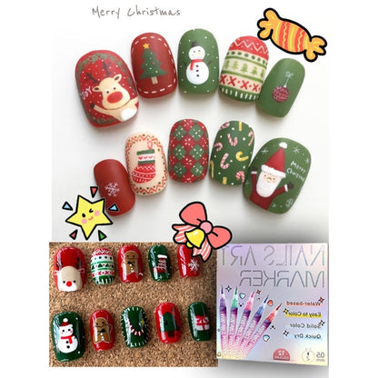 Nail Art Pens Set 12 Colors Quick Dry 3D Doodle Dot Stitching Nail Art Pen Kit – DIY Nail Design Tools