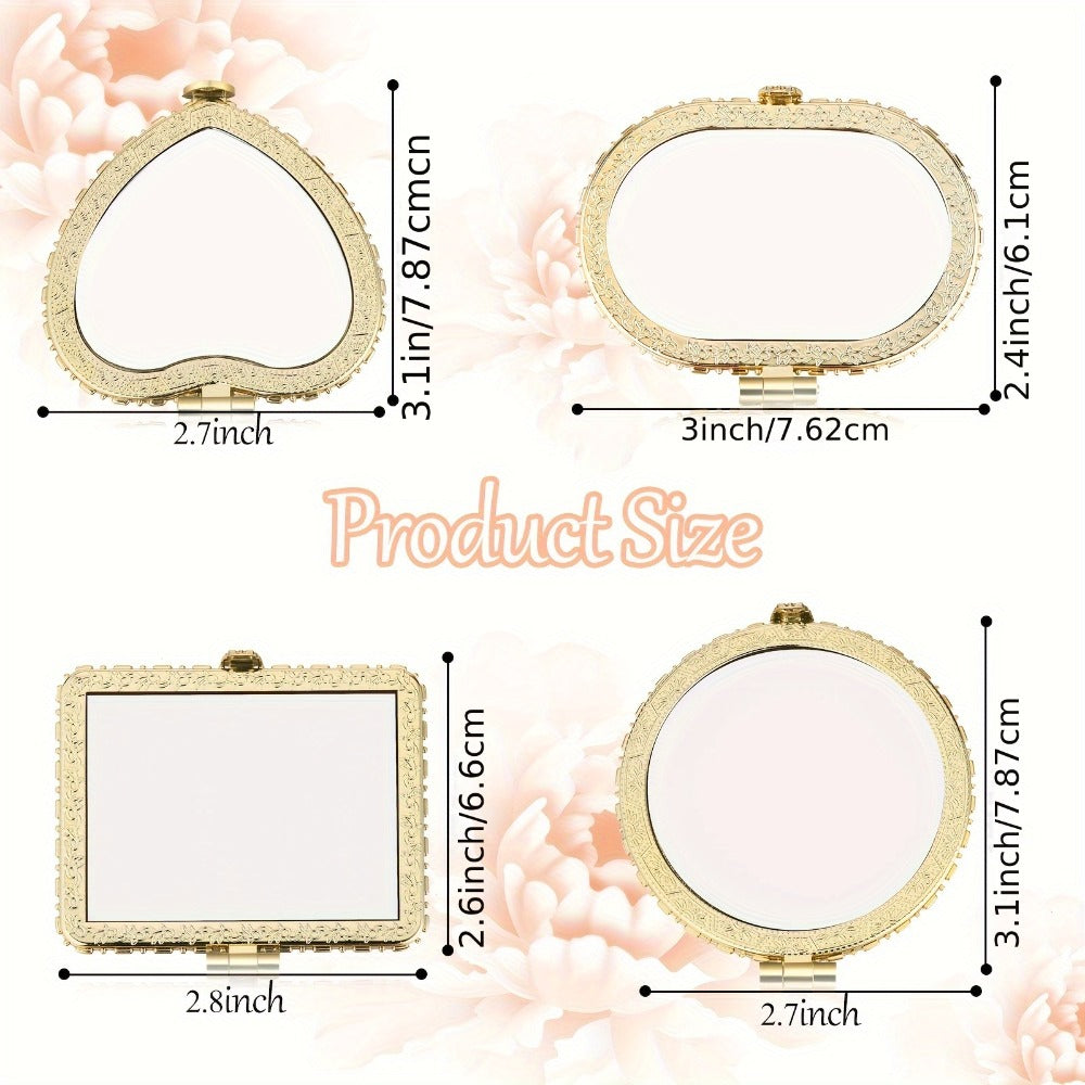 48-Piece Floral Folding Compact Mirror Set with Assorted Prints and 1X/3X Dual-View Mirrors