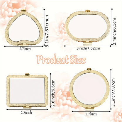 48-Piece Floral Folding Compact Mirror Set with Assorted Prints and 1X/3X Dual-View Mirrors