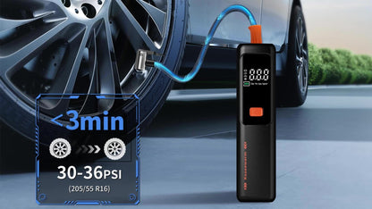 Cordless Tire Inflator Portable Air Compressor – USB-C Rechargeable, Digital Gauge, 3X Fast Inflation for Car Tires, Bikes