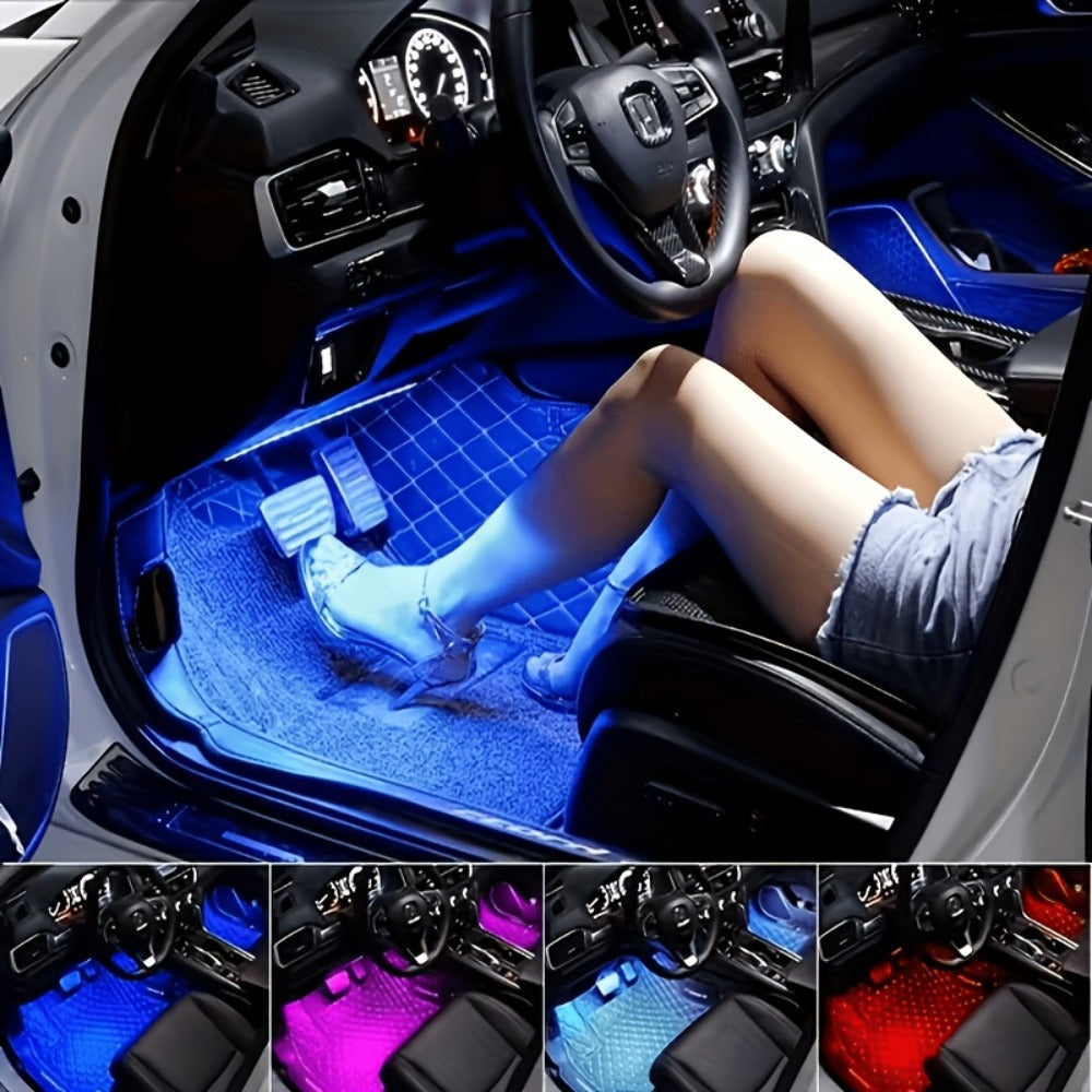 Four-Strip 48-LED RGB Car Interior Light Kit with App, Remote or USB and Remote Control Options
