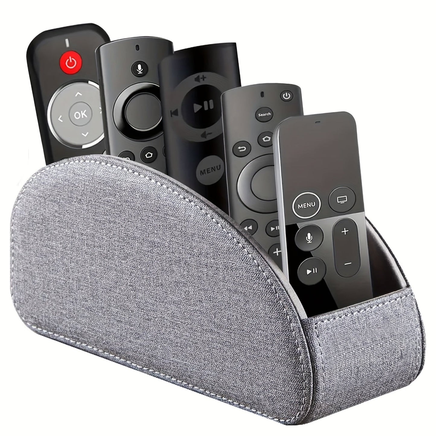 Faux Leather Desktop Organizer 5 Compartments – Multifunctional Remote Control Holder Caddy, Pen Holder Storage Box for Remote Controls