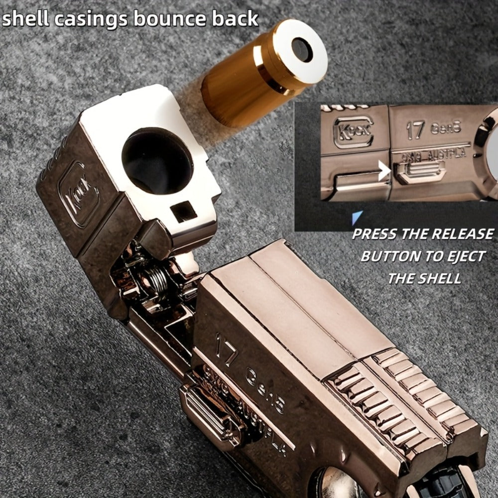 Alloy Finger Pistol Fidget Toy, One-Touch Cartridge Ejecting Stress Desk Toy, Cool EDC Novelty Gift for Adults Men Teens