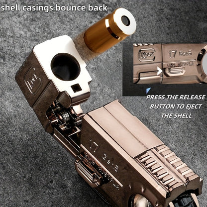 Alloy Finger Pistol Fidget Toy, One-Touch Cartridge Ejecting Stress Desk Toy, Cool EDC Novelty Gift for Adults Men Teens