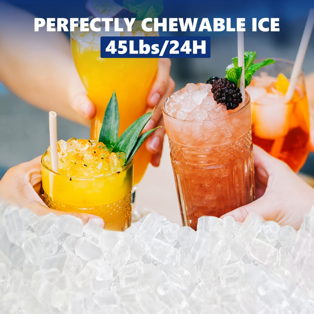 Portable Ice Maker Countertop – Bullet Ice Machine 26-29 Lbs Daily, 9 Ice Cubes in 6 Mins, Self-Cleaning, Quiet Under 45dB, with Handle