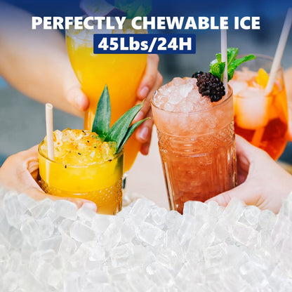 Portable Ice Maker Countertop – Bullet Ice Machine 26-29 Lbs Daily, 9 Ice Cubes in 6 Mins, Self-Cleaning, Quiet Under 45dB, with Handle