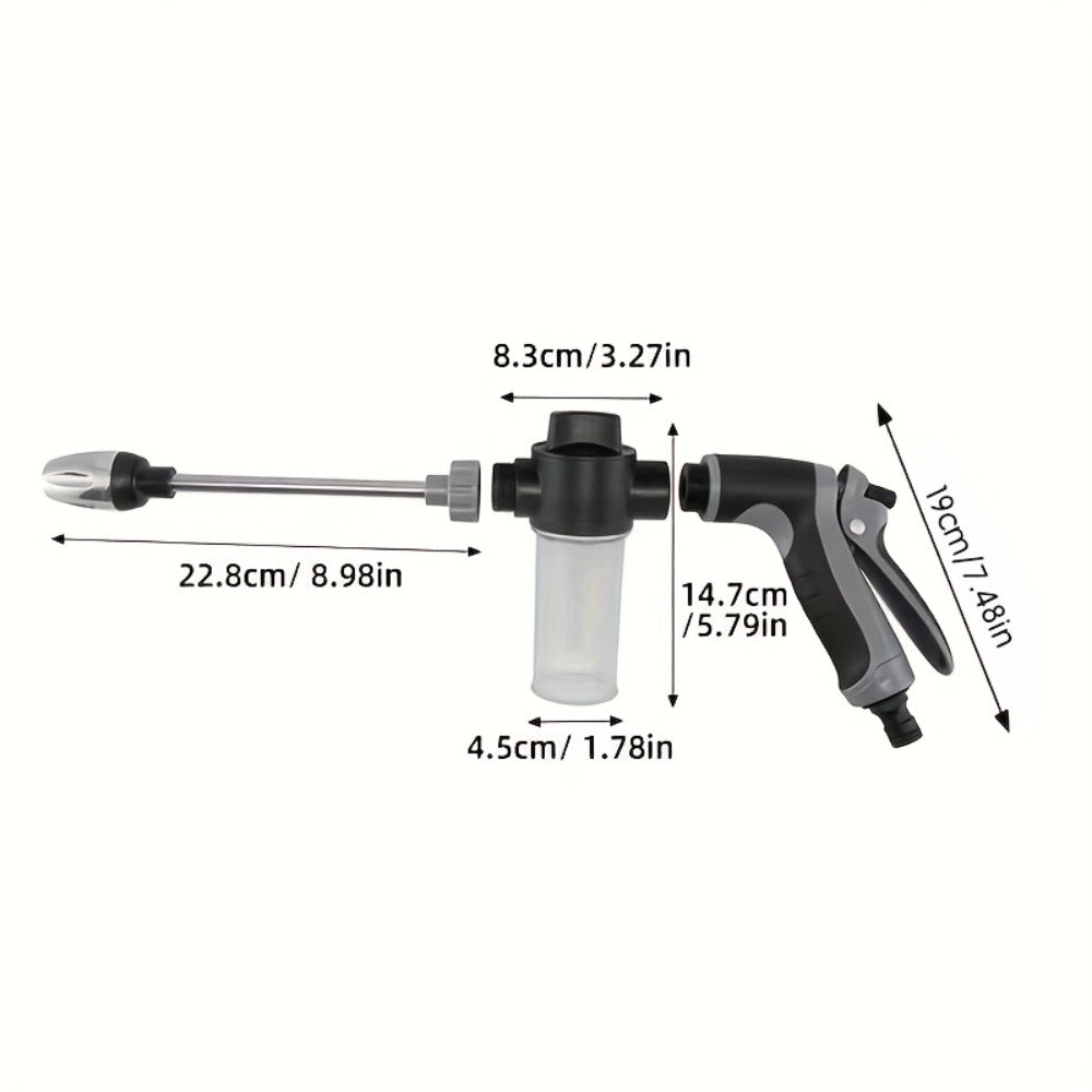 High Pressure Car Wash Gun with Long Extension Rod – Adjustable Spray Nozzle, Leak-Proof Connector, Fits Garden Hose