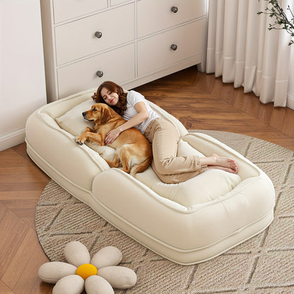 Human Dog Bed for Adults & Pets – Foldable Lazy Sofa Bed with 5 Adjustable Positions, High-Resilience Sponge, Breathable Corduroy
