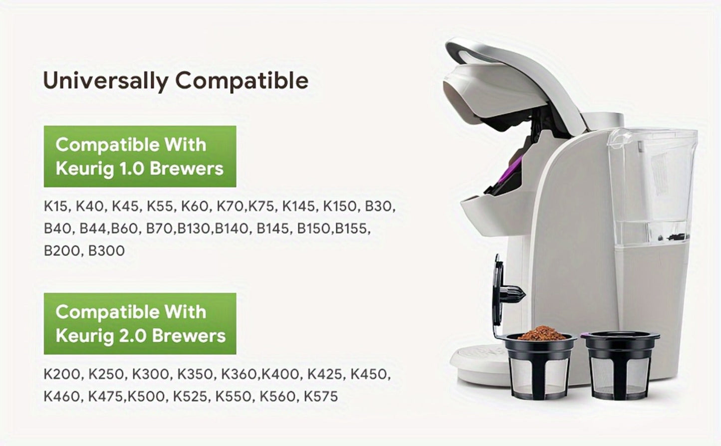 Reusable K-Cup Coffee Pods for Keurig 1.0 & 2.0, Refillable K-Cup Filters Universal Fit, Eco-Friendly Reusable Coffee Pod Filters