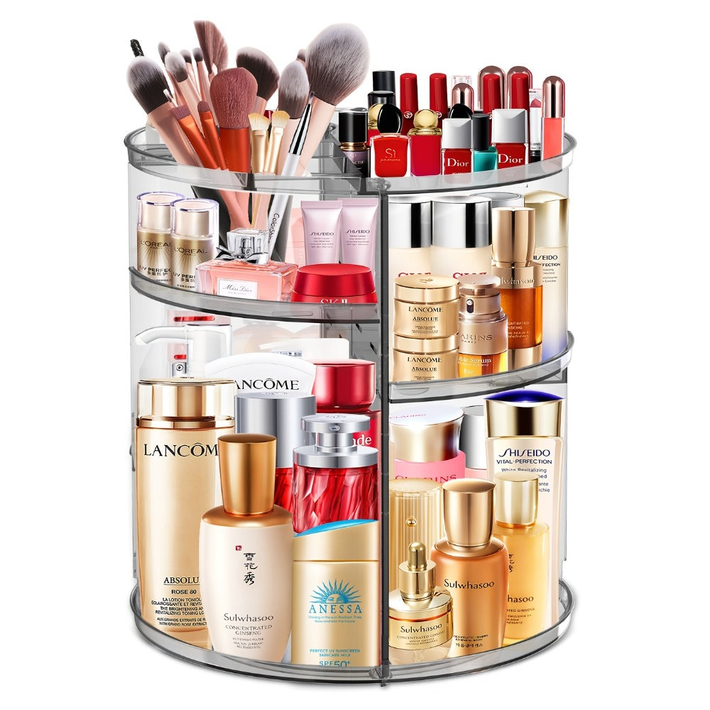 Rotating 360 Makeup Organizer Spinning Cosmetic Storage Display Rack 7 Adjustable Layers Large Capacity Skincare Holder for Vanity