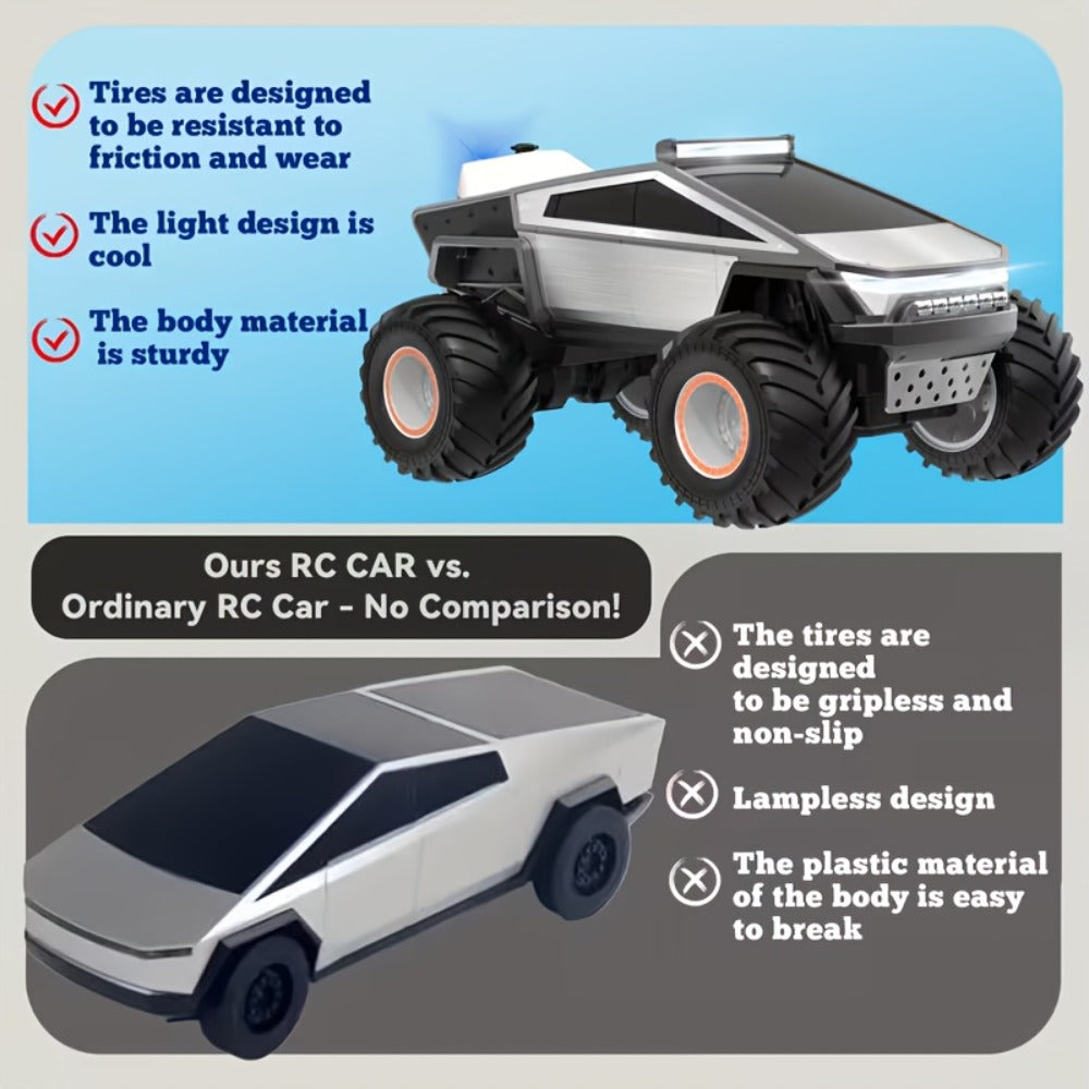 1:12 Scale RC Monster Truck 4WD, Remote Control Cybertruck & Pickup Truck with LED Lights & Sound Effects