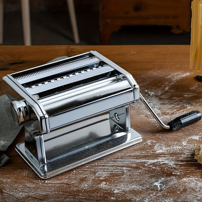 Manual Pasta Maker Machine Stainless Steel, Hand Crank Pasta Roller for Spaghetti Fettuccine Lasagne Noodles