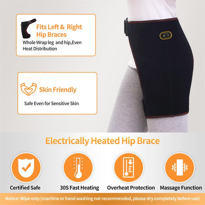 Heated Hip Brace Massager USB Electric for Men & Women - 3 Vibration & 3 Heat Settings Hip Thigh Support Wrap with Heating Pad