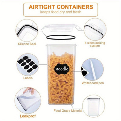 Pantry Jar Food Storage Organizer with Black Flip-Top Lids, Labels and Six Available Set Sizes