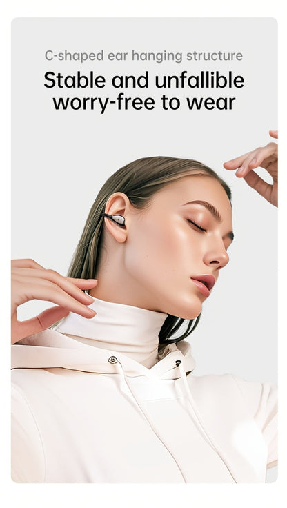 40H Open Ear Clip Earbuds OWS 6.0 TWS Sport Wireless Headphones Noise Cancelling Mic for Bedside Audio, Alarms and Room Entertainment