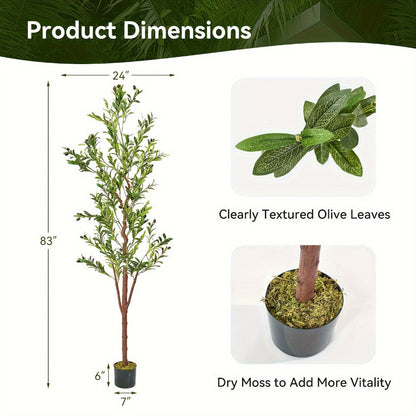 Artificial Olive Tree with Potted Trunk in 5, 6 or 7 Foot Heights and Single or Two-Piece Packs