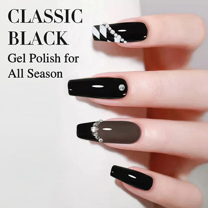 Gel Nail Polish in 16ml Deep Black for Solid Color, Stamping, French Tips and Chrome Base for Nail Art