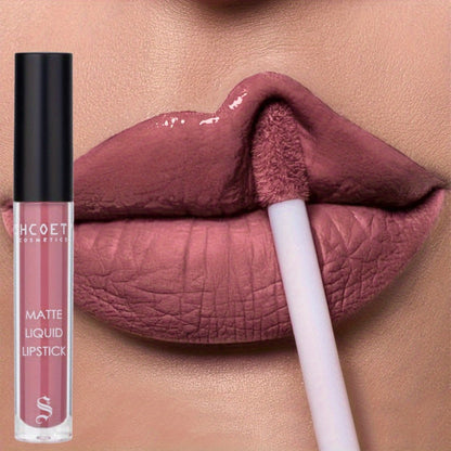 Bear Lip Glaze Set 3 Colors, Cute Bear Packaging Velvet Matte Waterproof Liquid Lipstick in Brown Pink & Red
