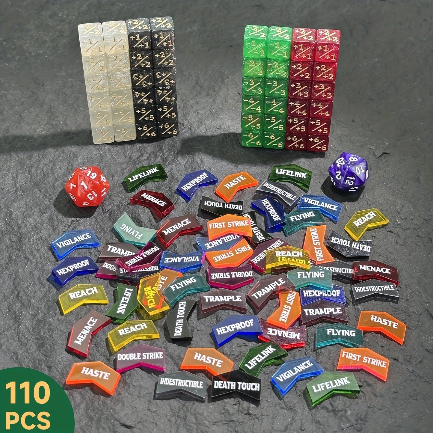MTG Counter Dice Set 110pcs with the Listed Color, Size or Set Options for Everyday Use, with the Listed Configuration
