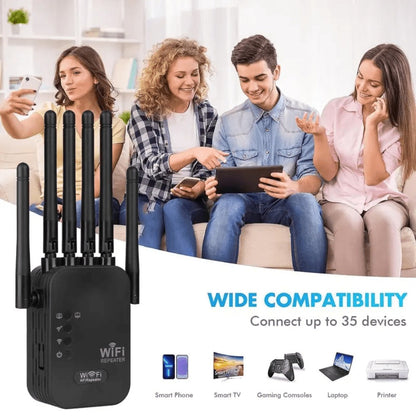 WiFi Range Extender Ourlife 1800Mbps Dual-Band 2.4/5GHz with Six Antennas and Five Source Editions
