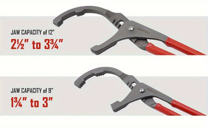 Oil Filter Removal Tool Kit 7-Piece Adjustable 3-Jaw Wrench 9" 12" Oil Filter Pliers Anti-Slip PVC Handle Fits 2-3/4" to 5-1/4" Filters