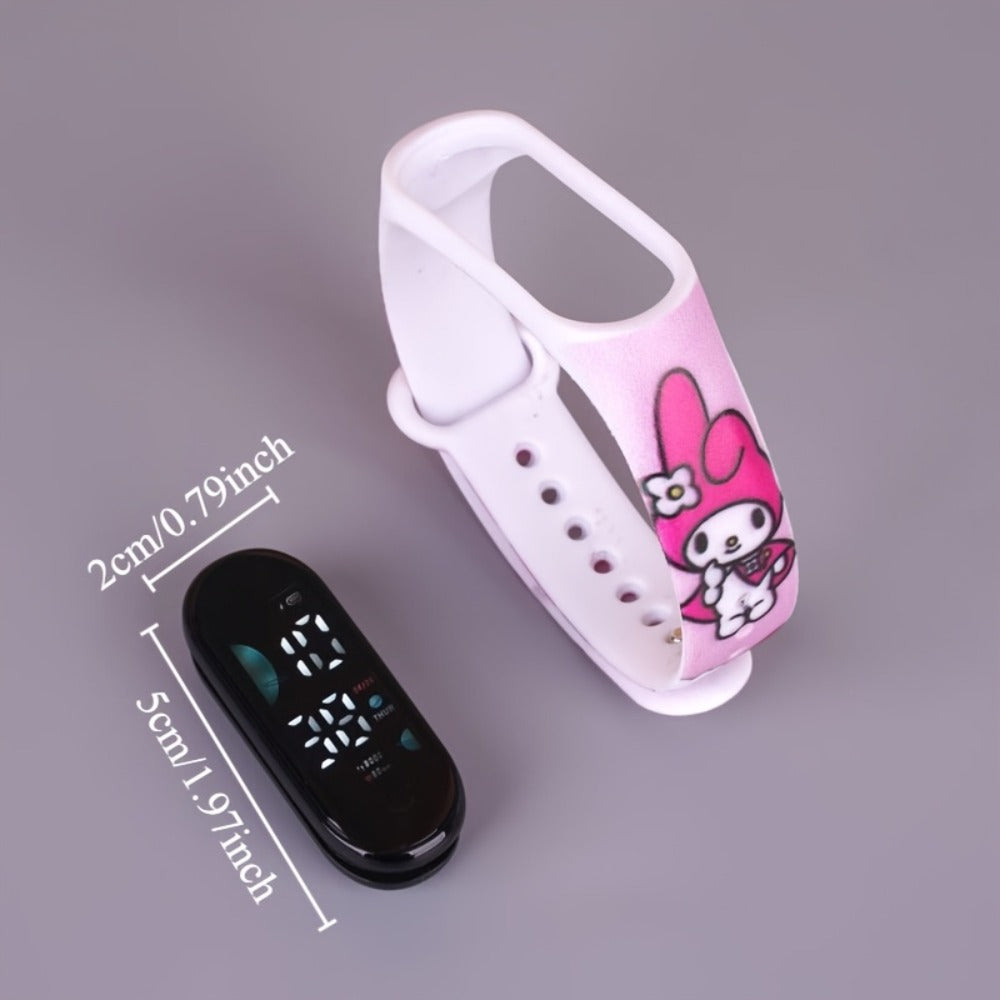 Sanrio Kuromi My Melody Kids Electronic Sports Watch Set 10 Pack, Kawaii Anime 4-Color Mix