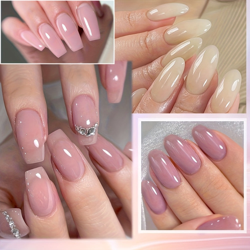 Gel Nail Polish 4-Piece Icy Nude Jelly Set in Frame Bottles with Shades 05, 11, 12 and 15 for Manicures