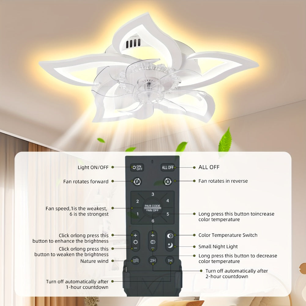 Ceiling Fan with Light 27 Inch Flush Mount - Low Profile 6-Speed 3-Color Dimmable LED, Remote & App Control