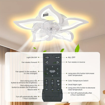 Ceiling Fan with Light 27 Inch Flush Mount - Low Profile 6-Speed 3-Color Dimmable LED, Remote & App Control