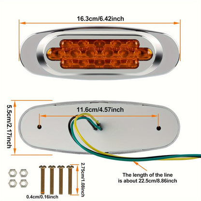 LED Side Marker Lights 4-Pack for Truck Trailer 16 LEDs Dual Mode Steady-On & Flash – 12-24V Universal Fit Front Rear Side Marker Lamp