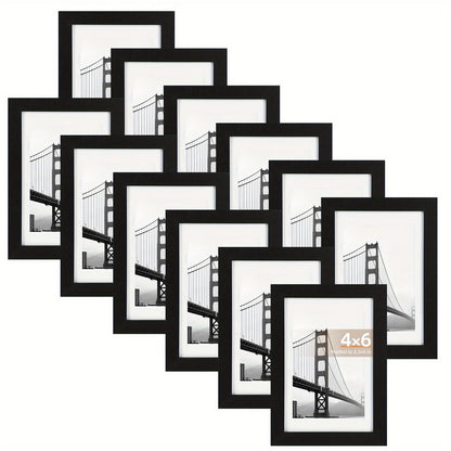 Black Picture Frame Set with 12 or 24 Frames in 4 x 6, 5 x 7 or 8 x 10-Inch Checkout Sizes
