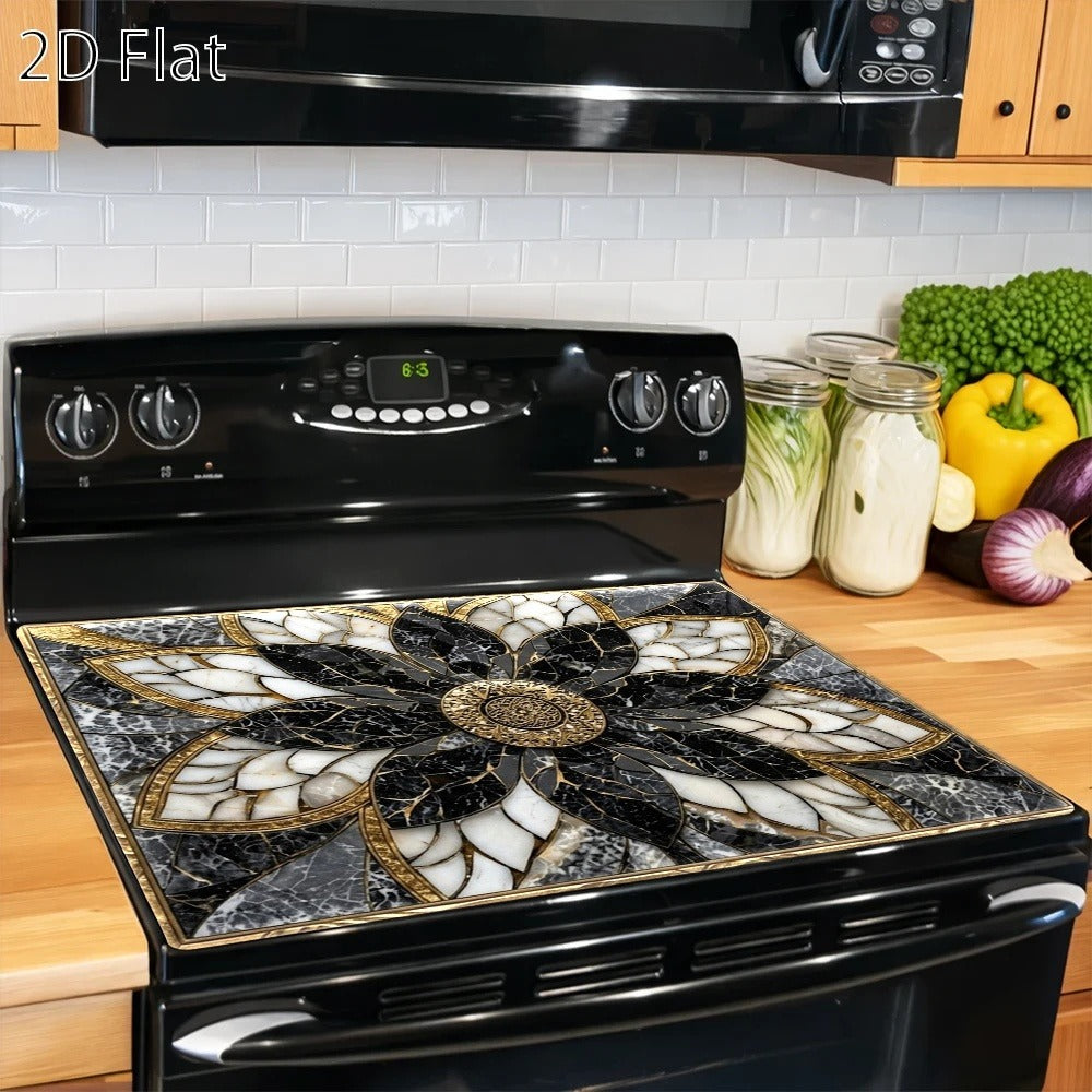 Stove Protector Mat Heat Resistant Non-Stick Reusable Gas Stove Liner Marble Pattern for Gas Stove Glass Cooktop Induction Cooker Oven