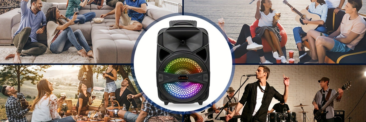 8-Inch Subwoofer Party Speaker 1000W Portable Rechargeable Wireless Bluetooth | Heavy Bass, FM Radio, LED Lights, Remote Control