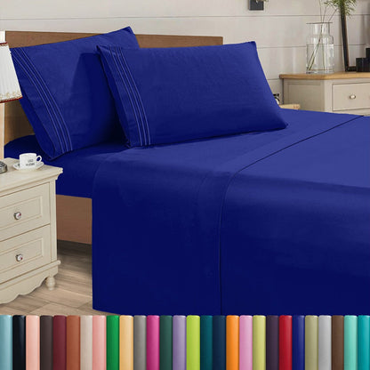 Microfiber Bed Sheet Set 4-Piece Deep Pocket Cooling Sheets Twin Full Queen King Cal King Split King