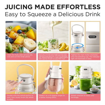 Personal Blender USB-C Rechargeable 27oz - 10-Blade Portable Smoothie Blender with Shoulder Strap