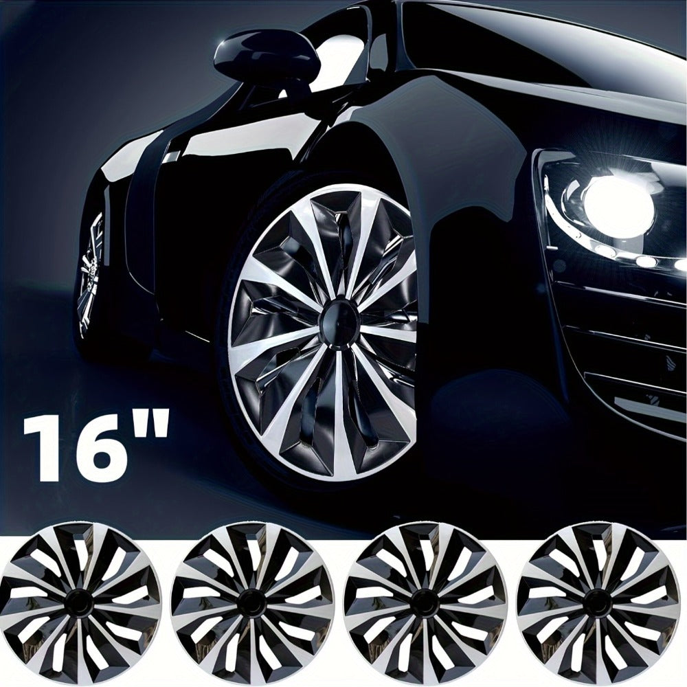 Hubcaps 4pcs Set – 15 Inch & 16 Inch Full Cover Wheel Hub Covers, Snap-On Easy Install, Universal Fit Steel Wheels for Sedan, SUV