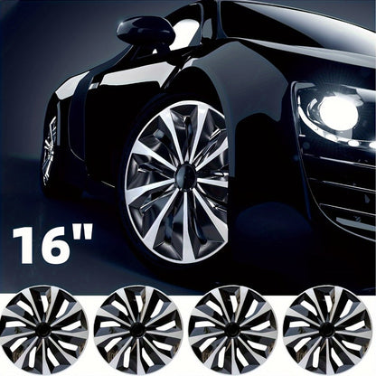 Hubcaps 4pcs Set – 15 Inch & 16 Inch Full Cover Wheel Hub Covers, Snap-On Easy Install, Universal Fit Steel Wheels for Sedan, SUV