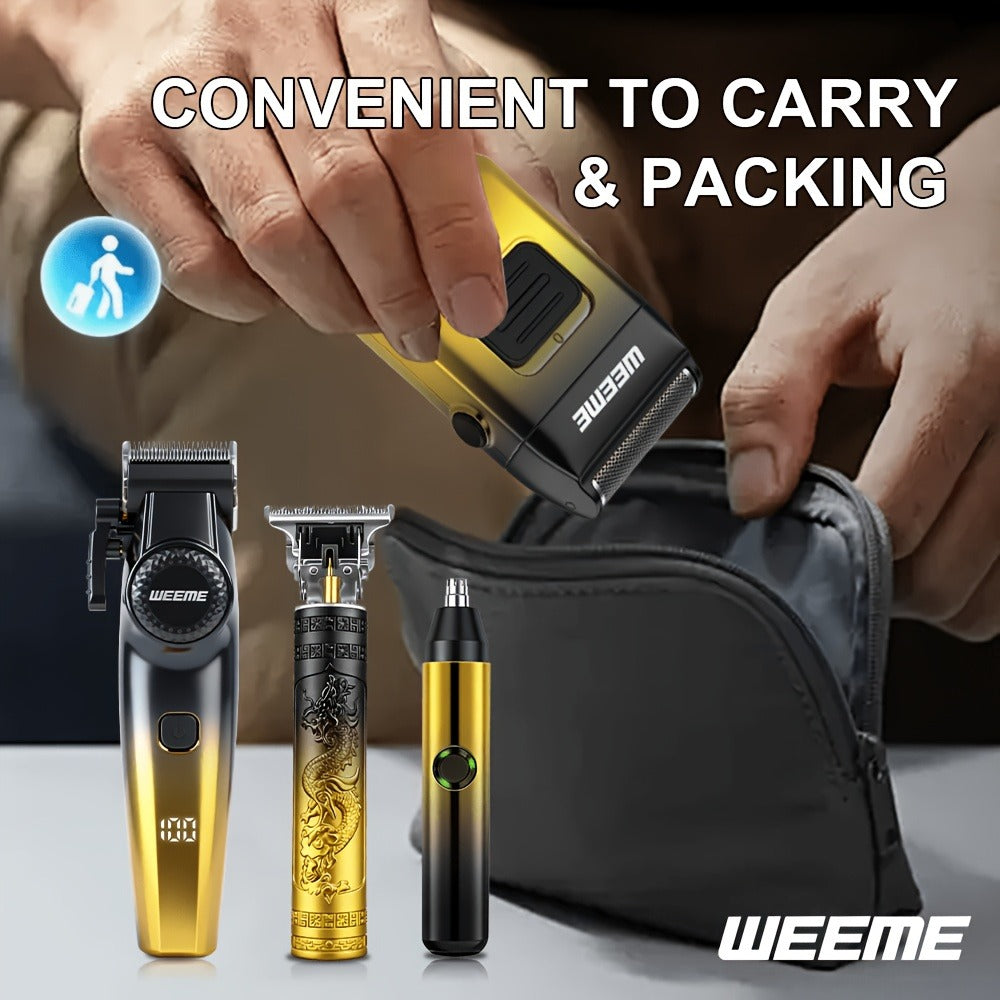 4-Piece Grooming Kit for Men USB Rechargeable Electric Shaver Beard Trimmer Nose Hair, for Everyday Face, Beard and Body Grooming
